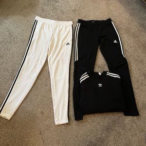 NWOT 2 pair Adidas joggers and one Adidas sweatshirt